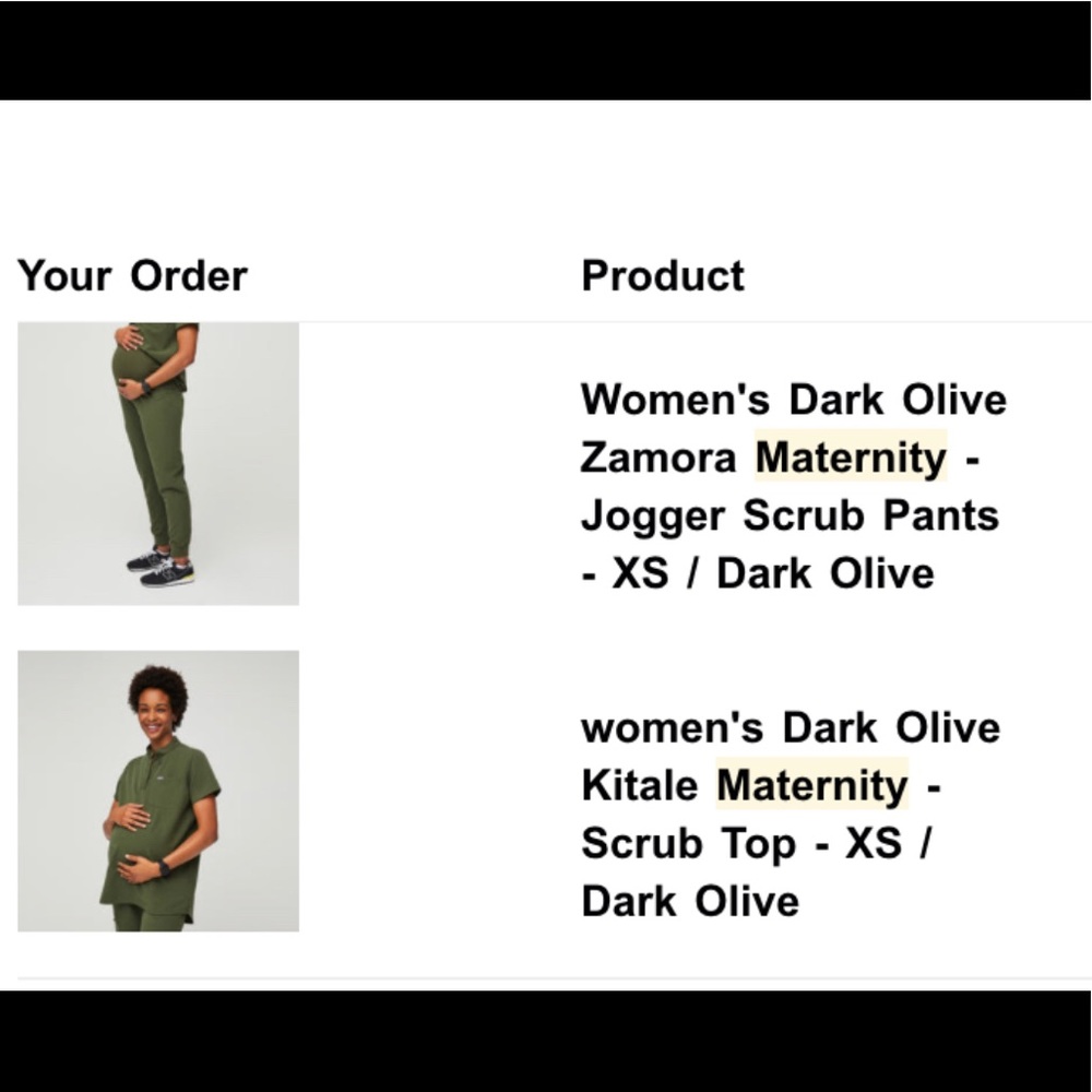 XS figs set maternity scrubs in dark olive